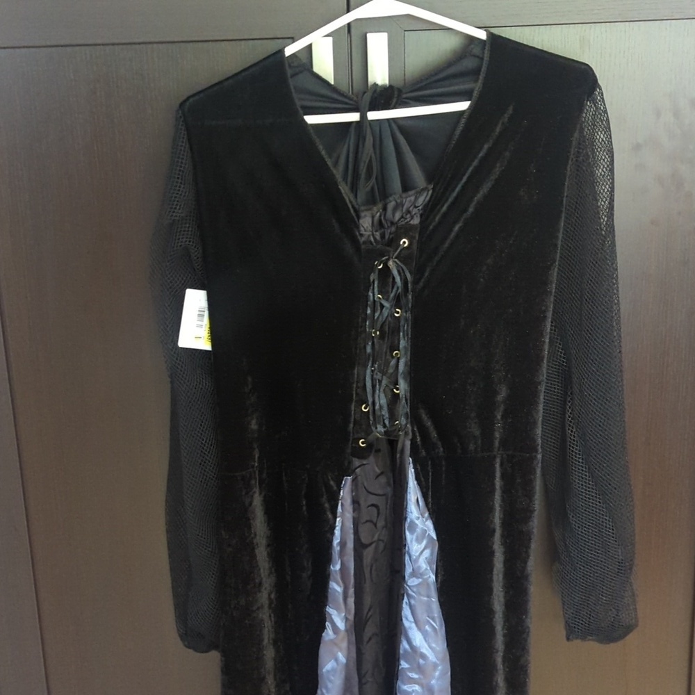 Elegant Black Velvet Women's Coffin Witch deluxe Halloween Costume - Size XL NWT - Picture 3 of 5